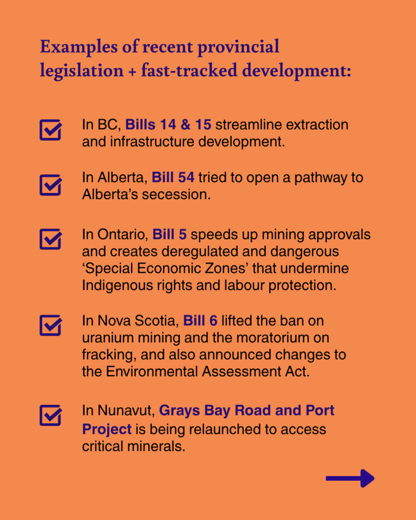 Examples of recent provincial legislation and fast tracked development, flooding the zone