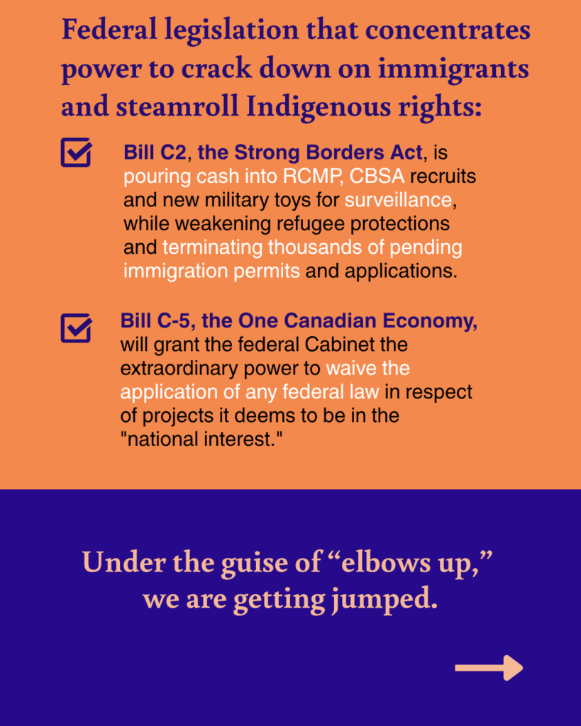 Federal legislation that concentrates power and cracks down on immigrants while steamrolling Indigenous rights