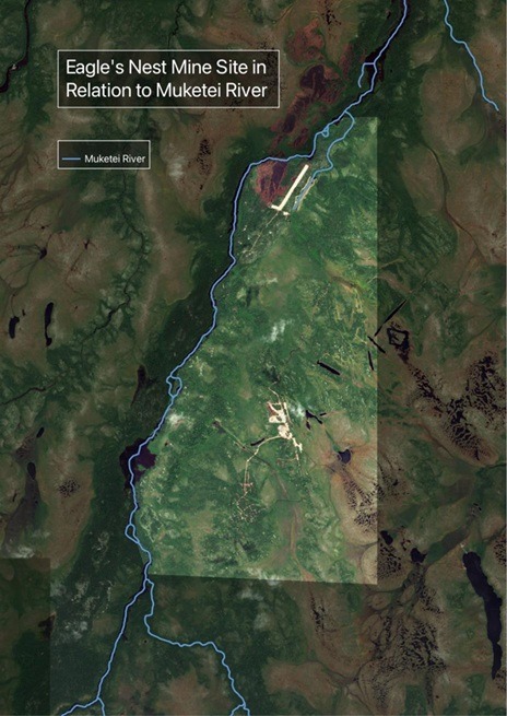 Eagle's Nest Mine site in relation to Muketei River